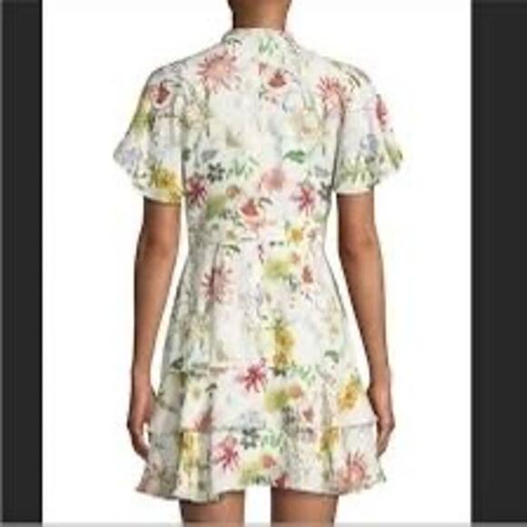 Parker Fillipa 100% Silk Floral Ruffle Mini Faux‎ Dress Size 10 - Picture 7 of 11